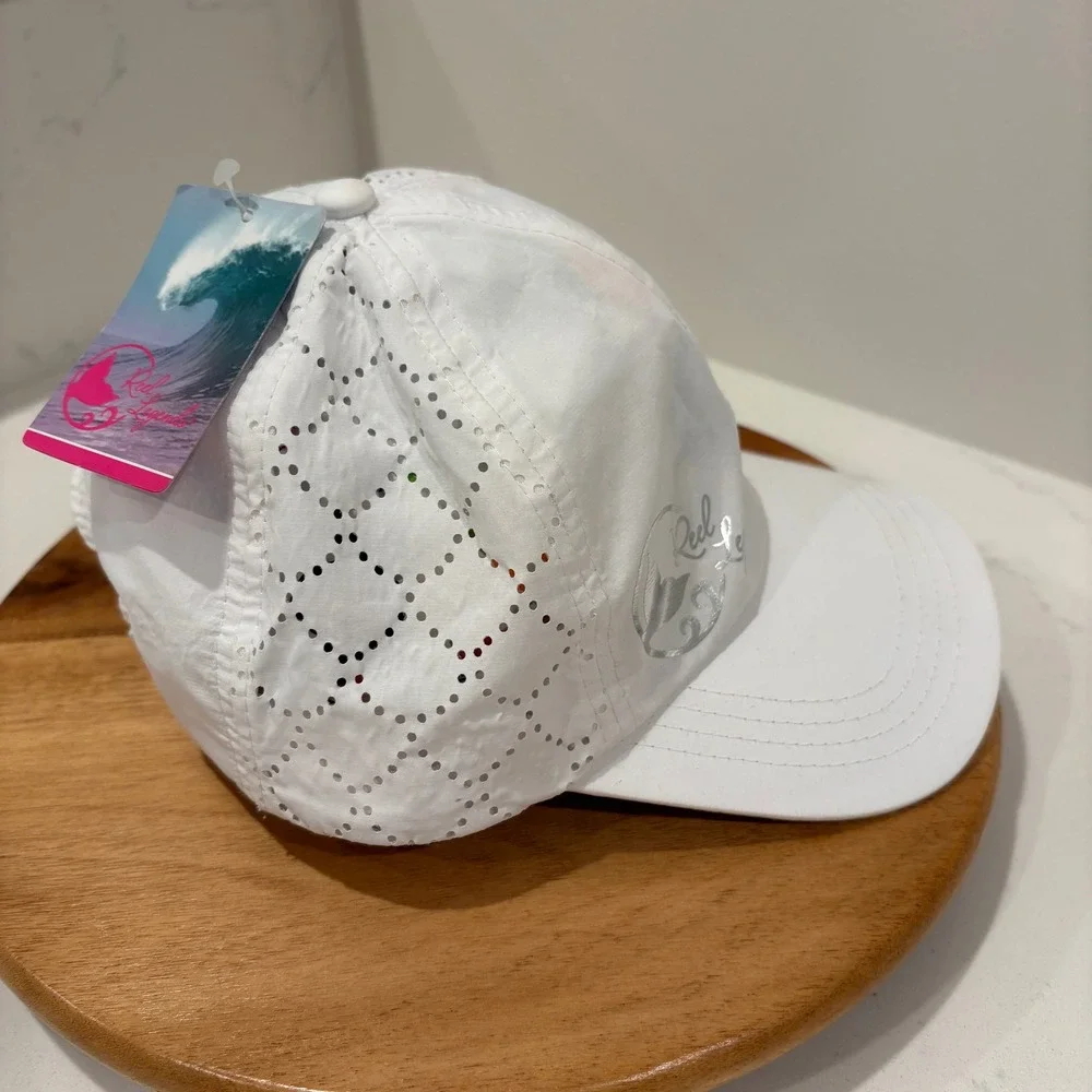 Reel Legends Baseball Cap Women White Perforated Performance Fishing Hat